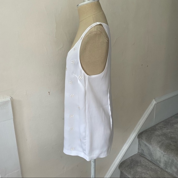 RAG & BONE White Floral Embellished Scoop Neck Sleeveless Tank Top EUC Size S - Picture 2 of 9